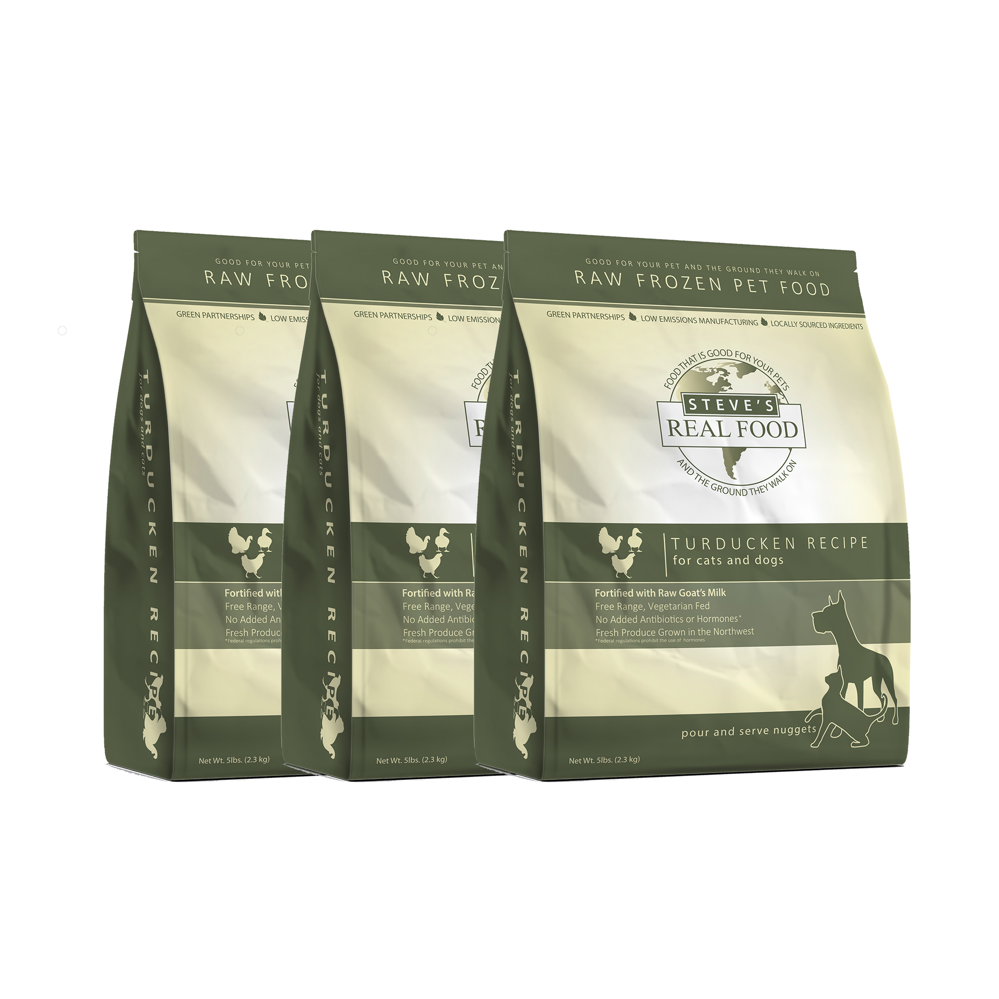 Turducken 15 lb Frozen Raw Pet Food 3 pack Bundle