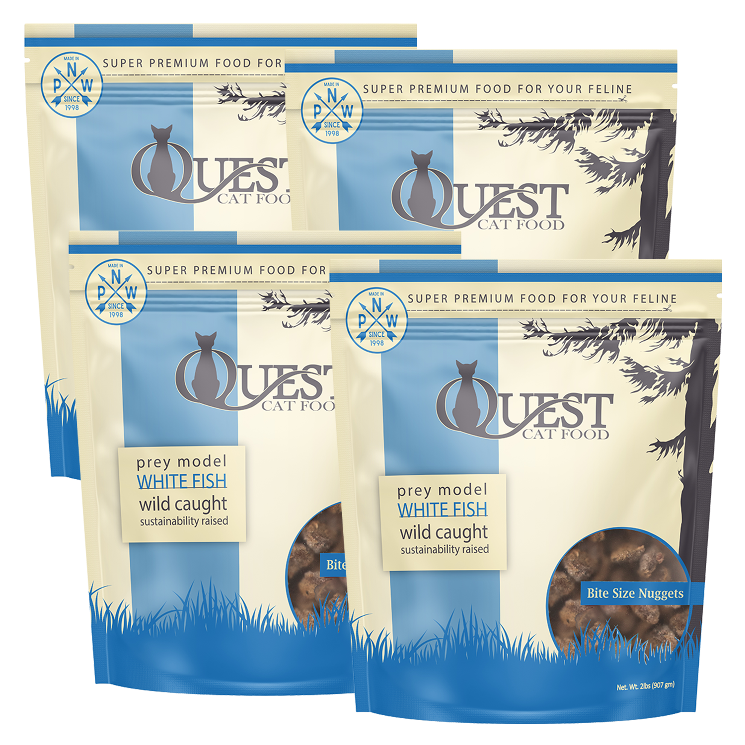 Quest Frozen Raw Cat Food: White Fish Diet (4 Pack) Steve's Real