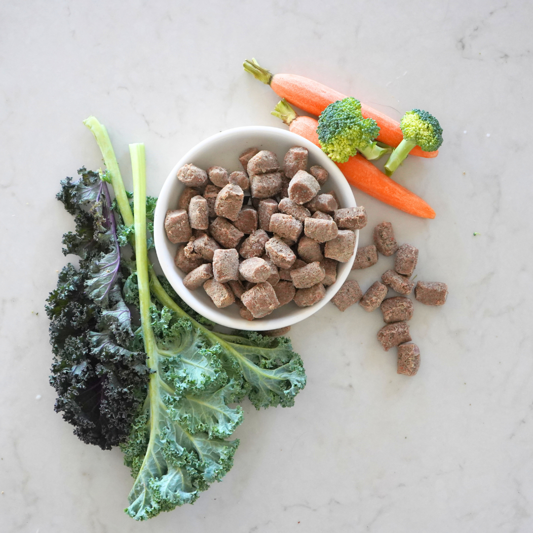 Raw nuggets with fresh ingredients