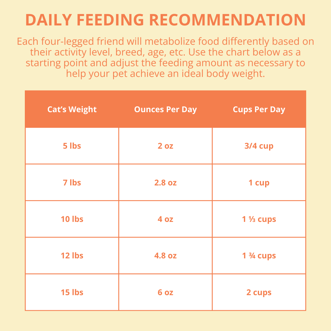 feeding recommendation for quest cat food based on cat weight