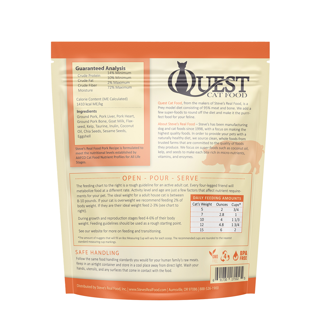 Frozen Raw Cat Food: Pork Diet (4 Pack)