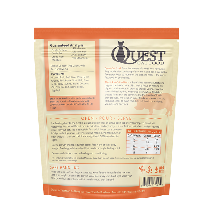 Frozen Raw Cat Food: Pork Diet (4 Pack)