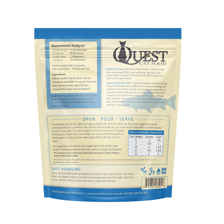 Frozen Raw Cat Food: White Fish Diet (4 Pack)