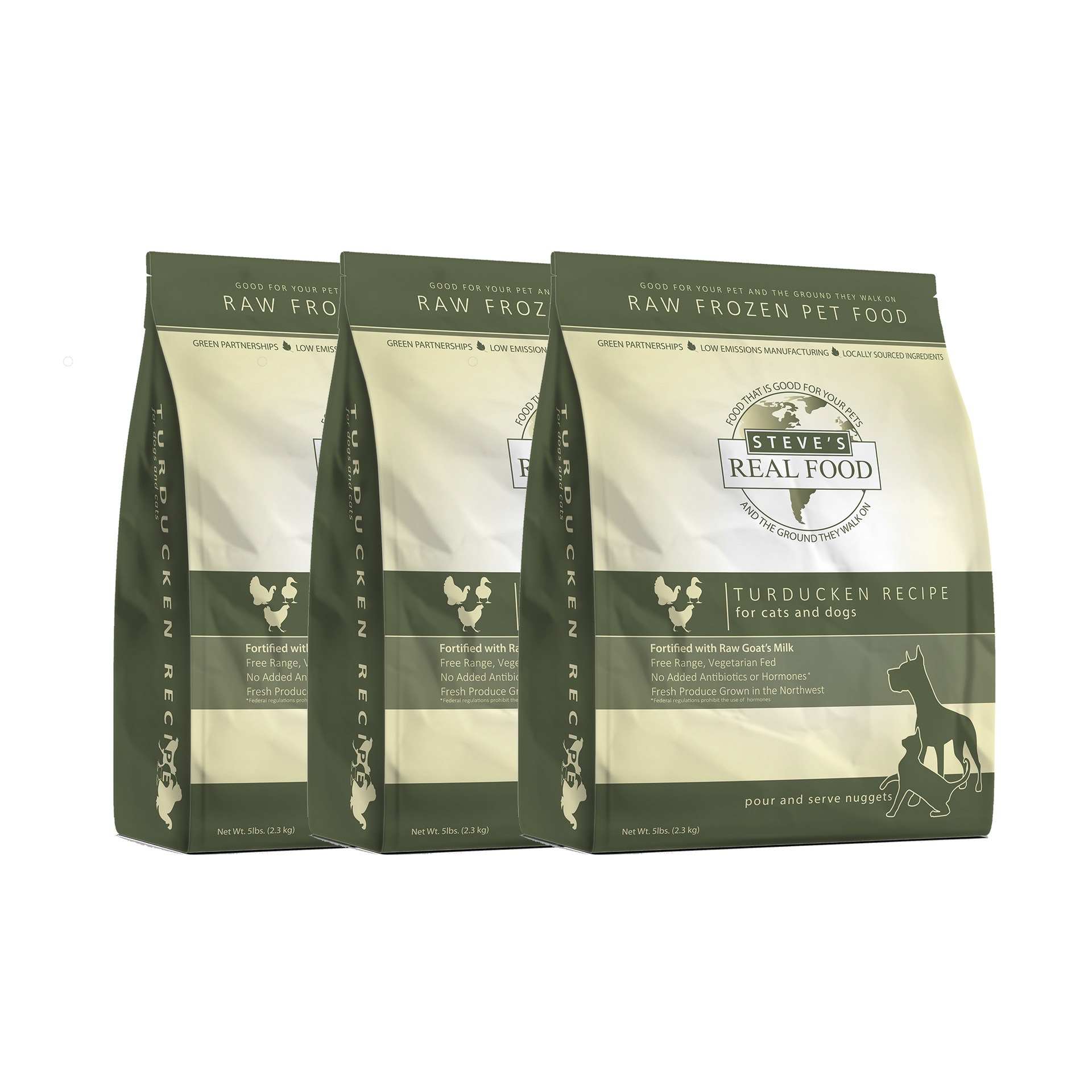 Steve's Real Food Frozen Raw Dog Food Nuggets | Turducken - 15lbs