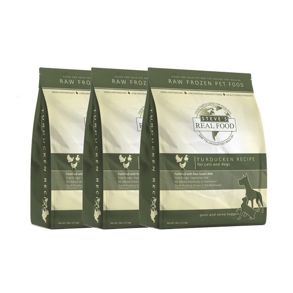 Steve's Real Food Frozen Raw Dog Food Nuggets | Turducken - 15lbs